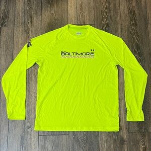 Under Armour Run Baltimore 2010 Men's Medium Bright Yellow Long Sleeve Tee